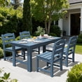 thumbnail image 7 of SERWALL 5-Piece HDPE Outdoor Dining Table Set, All-Weather 67-Inch Patio Table and 4 Armless Chairs for Deck, Lawn or Garden, Blue, 7 of 7