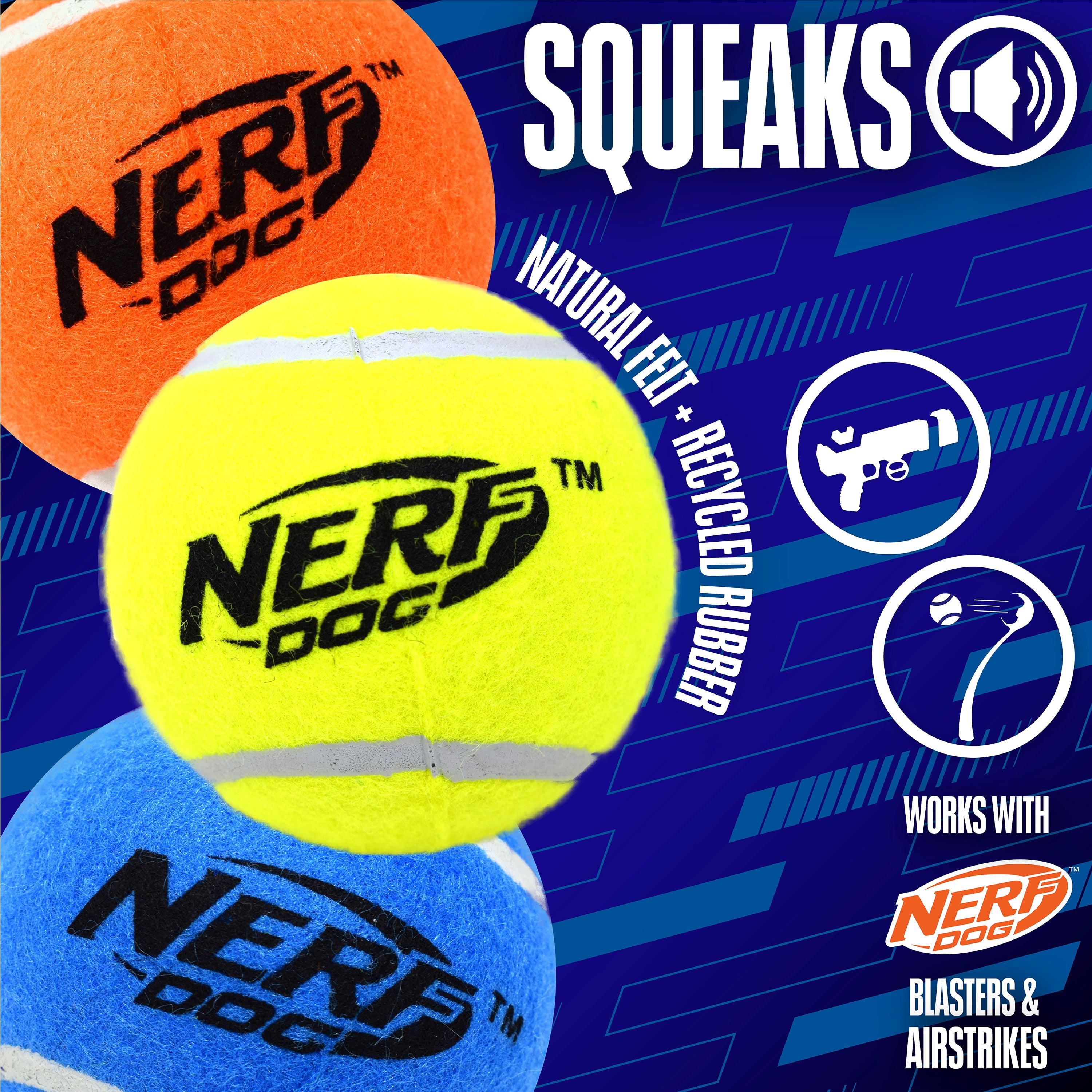 Nerf Dog Squeak Tennis Ball Dog Toy, 2.5 inch, 3 Pack