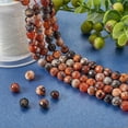 thumbnail image 5 of U8MO 5 Strd 8mm Round Natural Fire Agate Stone Beads Gems Faceted Loose Spacer Beads, 5 of 7
