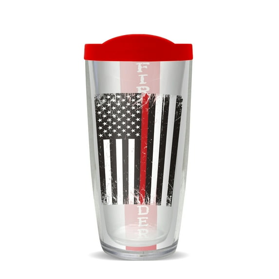 First Responders Insulated 16 Oz Travel Tumbler Mug with Fire Red Lid