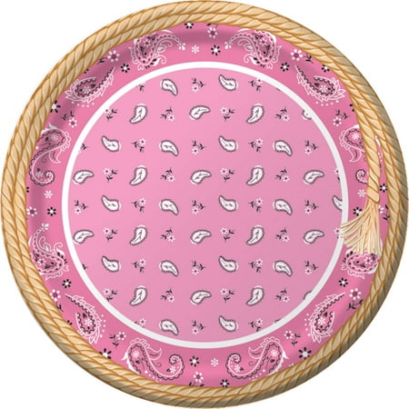 Pink Bandana Cowgirl Plates, 8pk