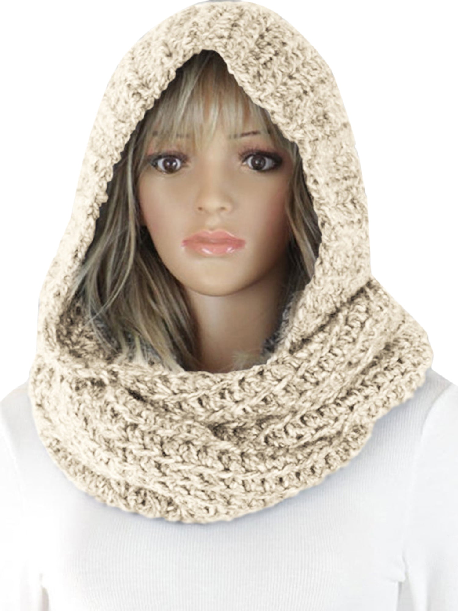 Children’s Winter Knitted Hooded Scarf Neck Ear Warmer Wrap Solid Color Scarves