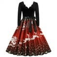 thumbnail image 1 of Robe Décontractée pour Femmes Manches Longues Col en V Noël Années 1950 Soirée Bal Plage Robe pour Occasions Élégantes, 1 of 8