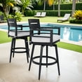 thumbnail image 4 of Lisonu Modern Outdoor Swivel Bar Chairs Set of 2, 360 Degree Rotation, Aluminum Frame in Ember Black, with Ergonomic Backrest, Armrests & Sunbrella Cushions, Weather-Resistant, 4 of 10