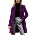 thumbnail image 2 of Roncen Women's 2026 Autumn Wool Blend Coat - Mid-Length Lapel Collar Long Sleeve Single-Breasted Slim Fit Casual Elegant Solid Color Trench Coat for Office Daily Outerwear, 2 of 8