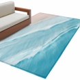 thumbnail image 2 of Teal Blue Washable Area Rugs 2.7'x5', Gradient Sea Waves Sandy Beach Coastal Scenery Low Pile Throw Living Room Rug Non-Slip Sturdy Edge Binding Carpet for Indoor Entryway Bedside Kitchen, 2 of 9