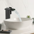 thumbnail image 3 of Black Led Light Bathroom Vessel Faucet Waterfall Single Handle Bowl Sink Faucet, 3 of 10
