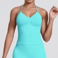 thumbnail image 5 of Felirenzacia Women's Moist Wicking Halter Neck Camisoles, Pleates Front Heart Neckline Athletic Cropped Tank Top,Mint Green,2XL, 5 of 6