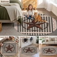 thumbnail image 6 of Retro Mottled Washable Round Area Rug 3.3 ft, Country Star Farmhouse Black Buffalo Plaid, Soft Non Slip Rugs Stain Repellent Indoor Felt Carpet for Living Dining Room Bedroom Home Office, 6 of 9