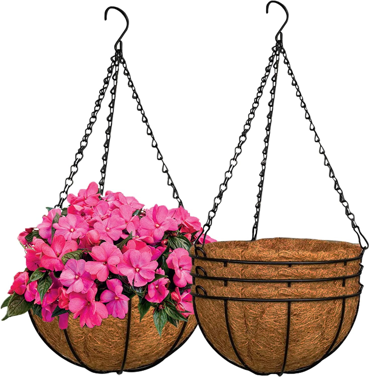 Ludlz Metal Hanging Basket with Coconut Coir Liner Coconut Coir Liner