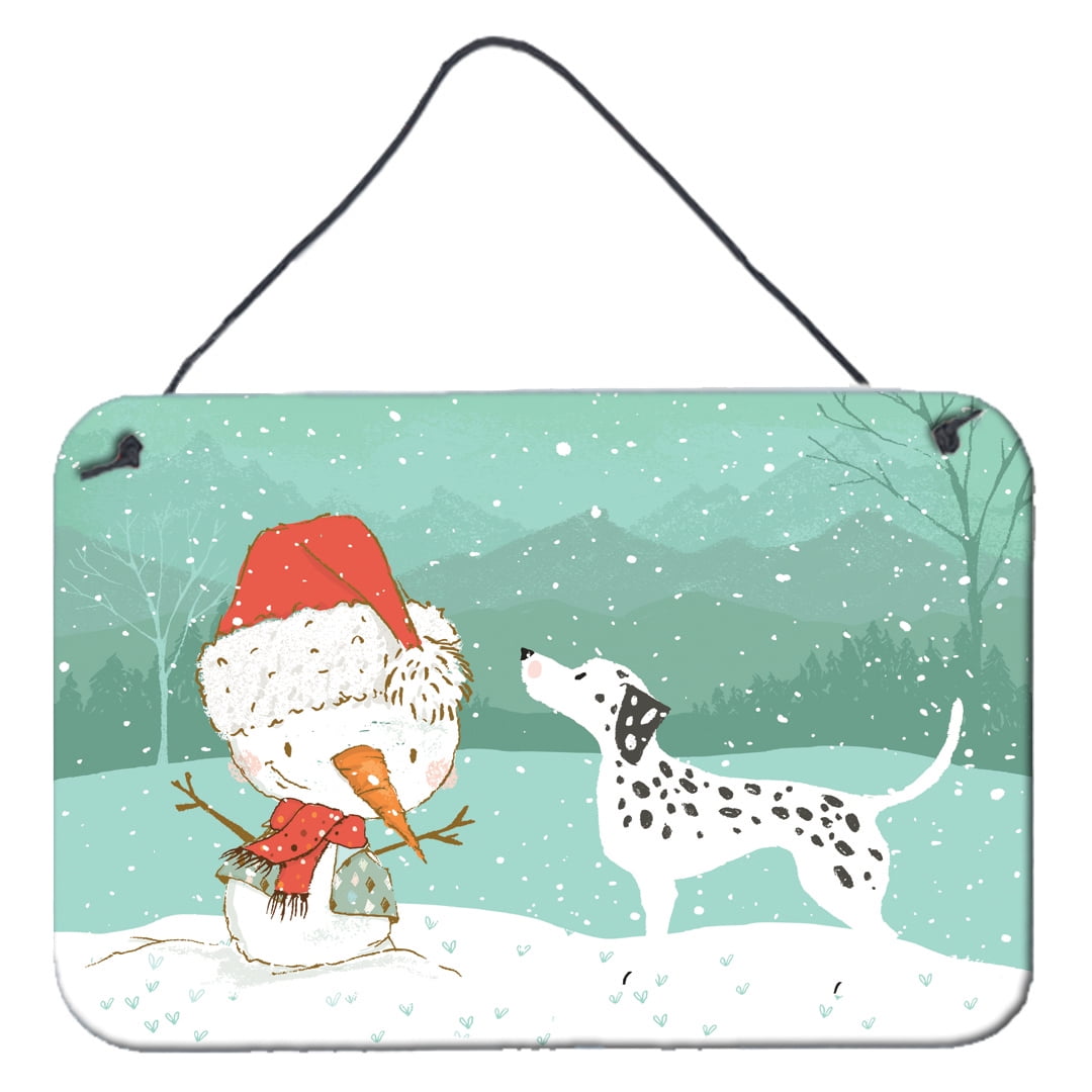 Carolines Treasures Dalmatian and Snowman Christmas Door Mat Multicolor