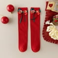 thumbnail image 2 of Kids Crew Socks with Bow Detail, Festive Red Cotton Mid-Calf Ankle Socks for Girls & Boys, Soft Comfortable Holiday Stocking Stuffers Ideal for School, Party, and Winter Season Gift Giving, 2 of 4