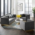 thumbnail image 2 of Modway Sanguine 3 Piece Vertical Channel Tufted Upholstered Performance Velvet Set in Gray, 2 of 6
