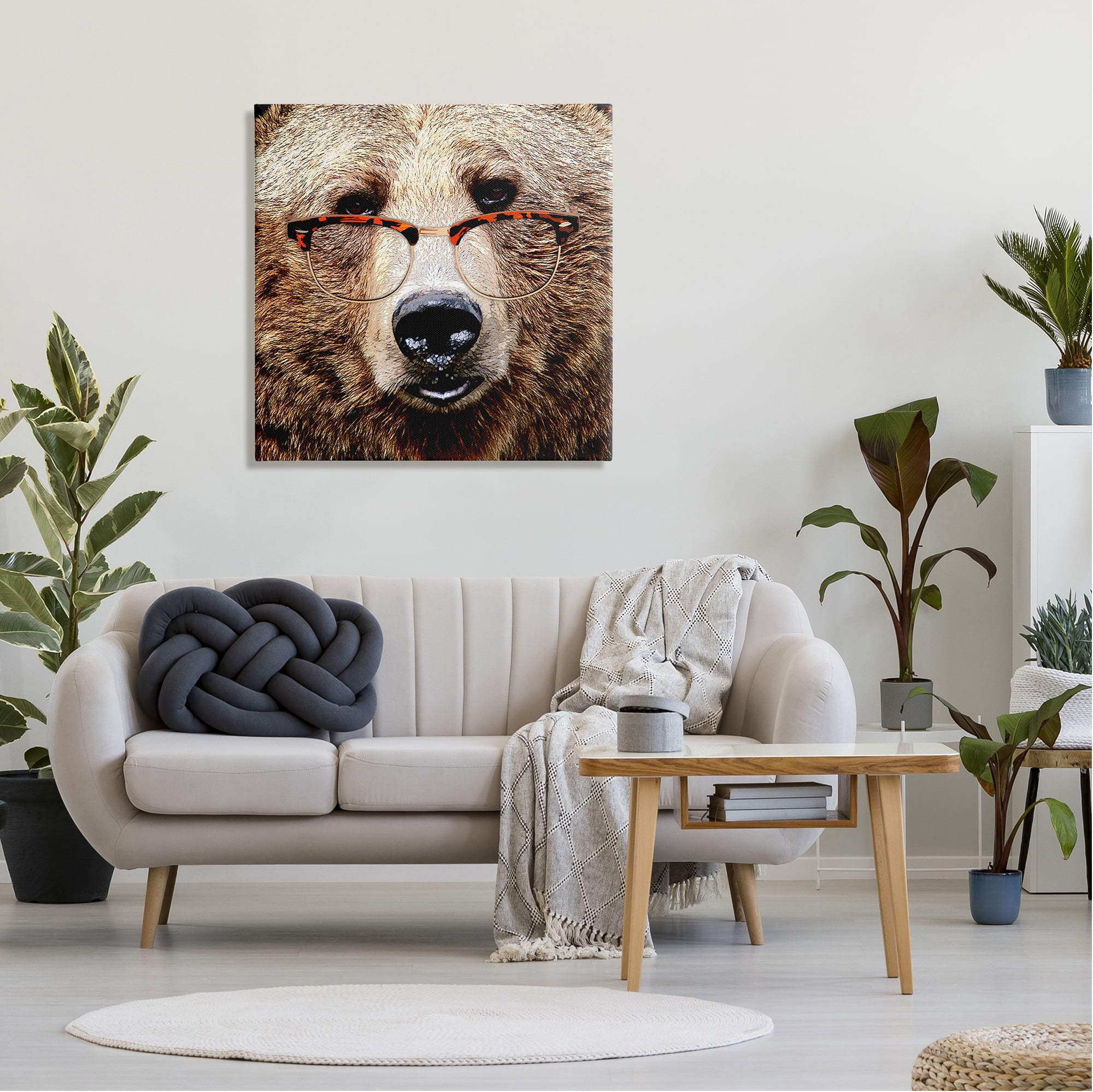 Stupell Wildlife Grizzly Bear Glasses Animals & Insects Painting Gallery Wrapped Canvas Print Wall Art