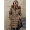 thumbnail image 2 of Giolshon Women's Winter Thickened Quilted Puffer Jacket Zipper Pockets Bubble Coat with Removable Hood and Faux Fur Collar, 2 of 4