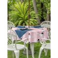 thumbnail image 2 of Outdoor Tablecloth with Umbrella Hole and Zipper, Christmas Snowman Pink Round Table Cloth 54 Inch Waterproof Tablecloth, Winter Snowflakes Xmas Retro Picnic Table Cover for Patio Camping, 2 of 7