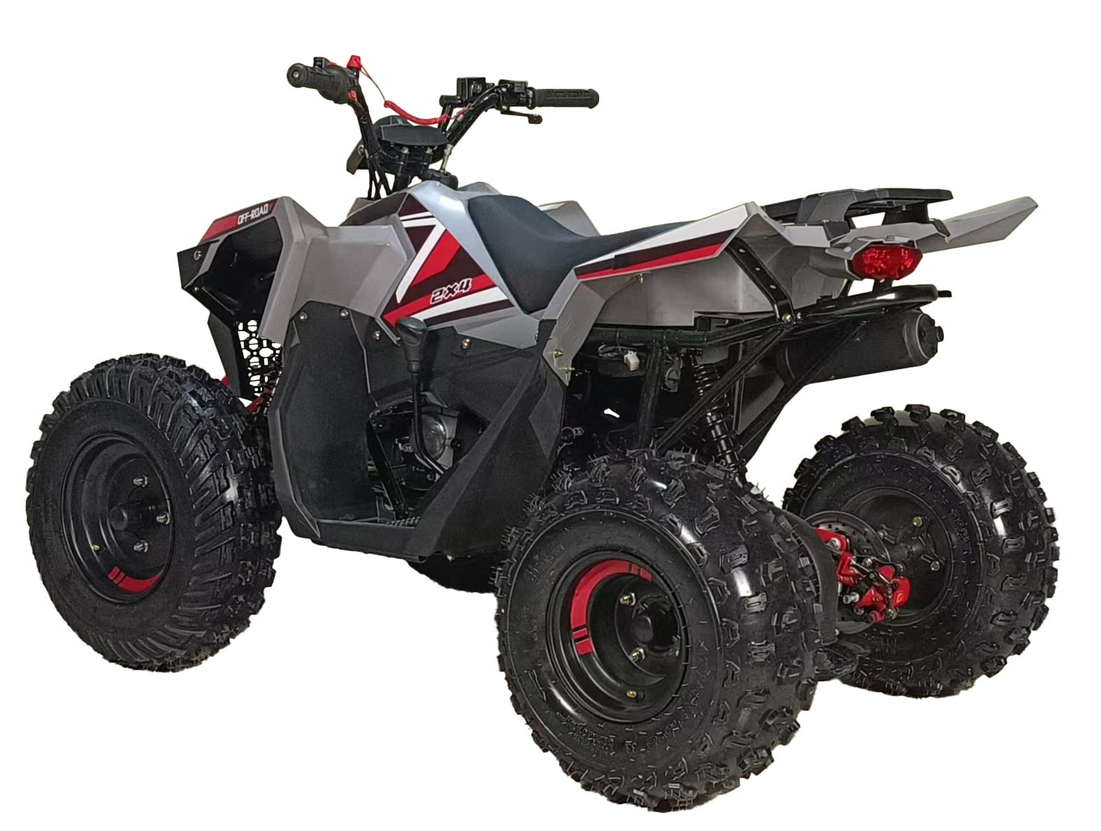 HHH 125cc ATV Quad 125cc ATV with Reverse, LED Lights, Big Wide Tires 4 Wheeler-Gray