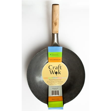 Craft Wok Size  12 inch Hand Hammered Carbon Steel Wok with Round Bottom / 731W88-12in