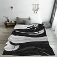 thumbnail image 5 of Honeii Abstract Black White Swirls Print Fleece Blanket - Throw Blanket for Bed, Sofa, Couch, Camping, and Travel , Microplush Ultra Soft Warm Blanket-40"x30", 5 of 7