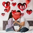 thumbnail image 4 of 16 Pcs Heart Hanging Foil Decorations,Valentine's Day Swirl Red Heart Ornaments,3D Hollow Love Pendants,Double-Sided Glitter Garland,for Wedding Anniversary Birthday Party, 4 of 6