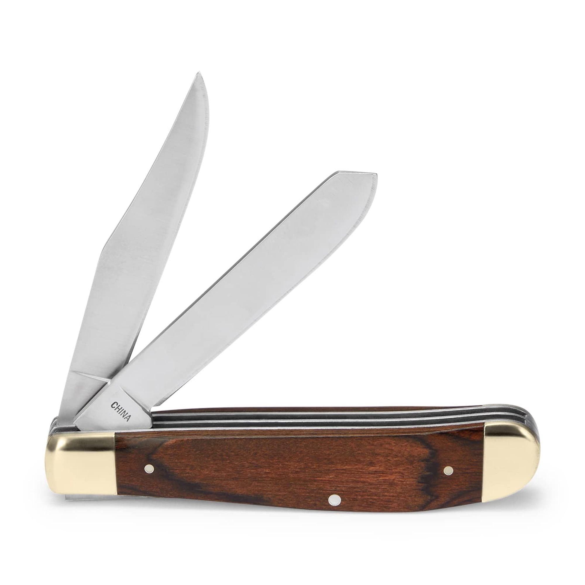 Buck Knives 382 Trapper Folding Pocket Knife, 2-Blade, Woodgrain Handle, 2.6 oz