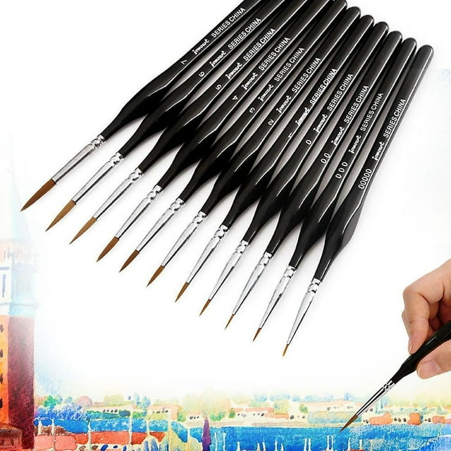 11Pcs Art Paint Brush Set, Professional Miniature Fine Detail Brushes