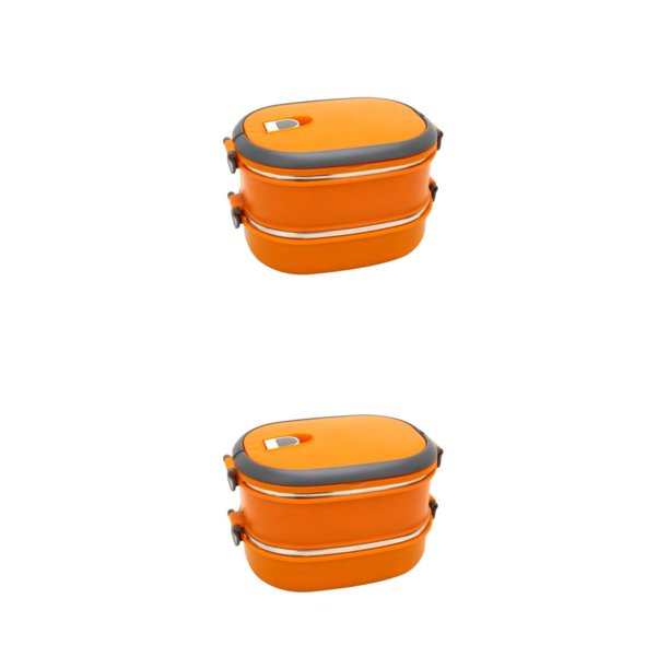 Advancent Contenedores de almacenamiento de alimentos de acero inoxidable resistentes al calor y a la corrosión, lonchera con aislamiento naranja 2Conjunto