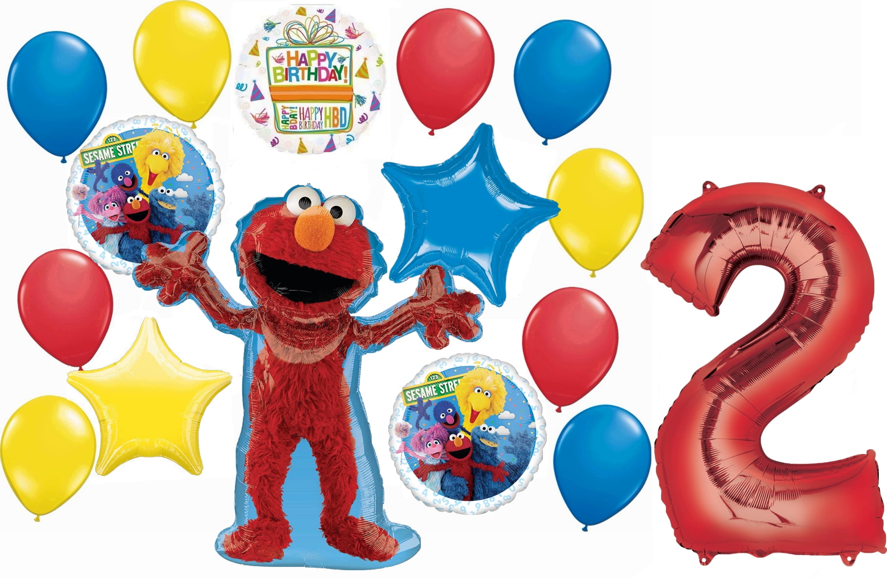 Elmo and Friends 2nd Birthday Party Supplies Balloon Bouquet
