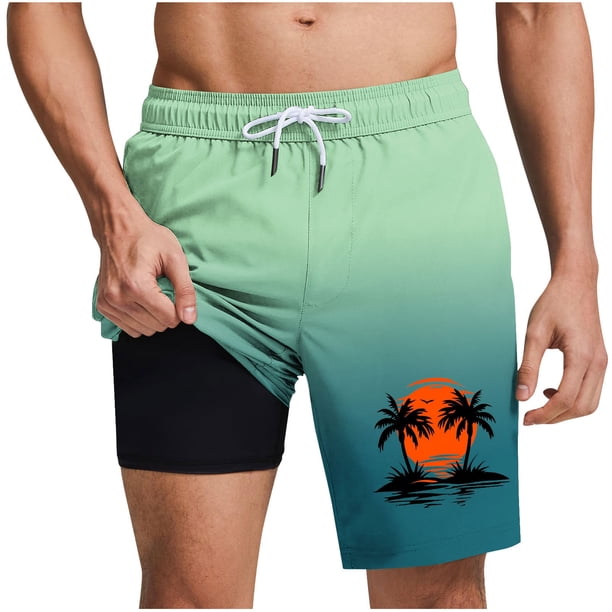 Pantalones Cortos Casuales para Hombre Imprimir con Bolsillos Pantalones de Playa de Cintura Elástica, Pantalones Cortos de Cintura Elástica para Hombre