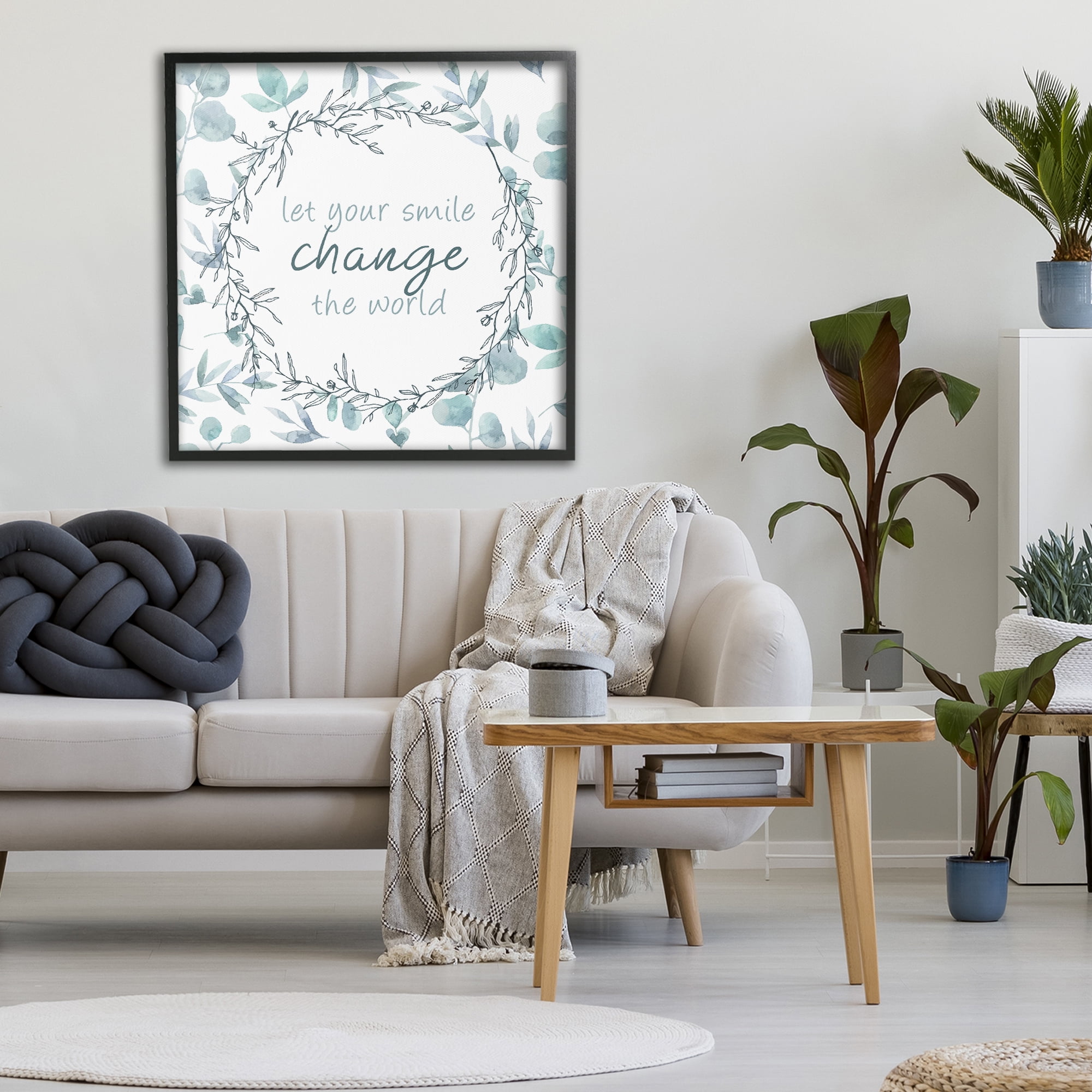 Stupell Industries Smile Change The World Black Framed Giclee Art, design by Kim Allen
