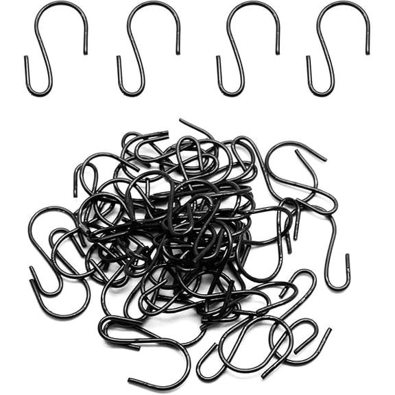 50PCS S Shaped Hooks 1 Inch Mini Ornament Storage Hooks for Hanging Jewelry Small Kitchenware Potted Plants, Black - Heavy Duty Wall Hangers Without Nails Self-Adhesive Traceless Remova