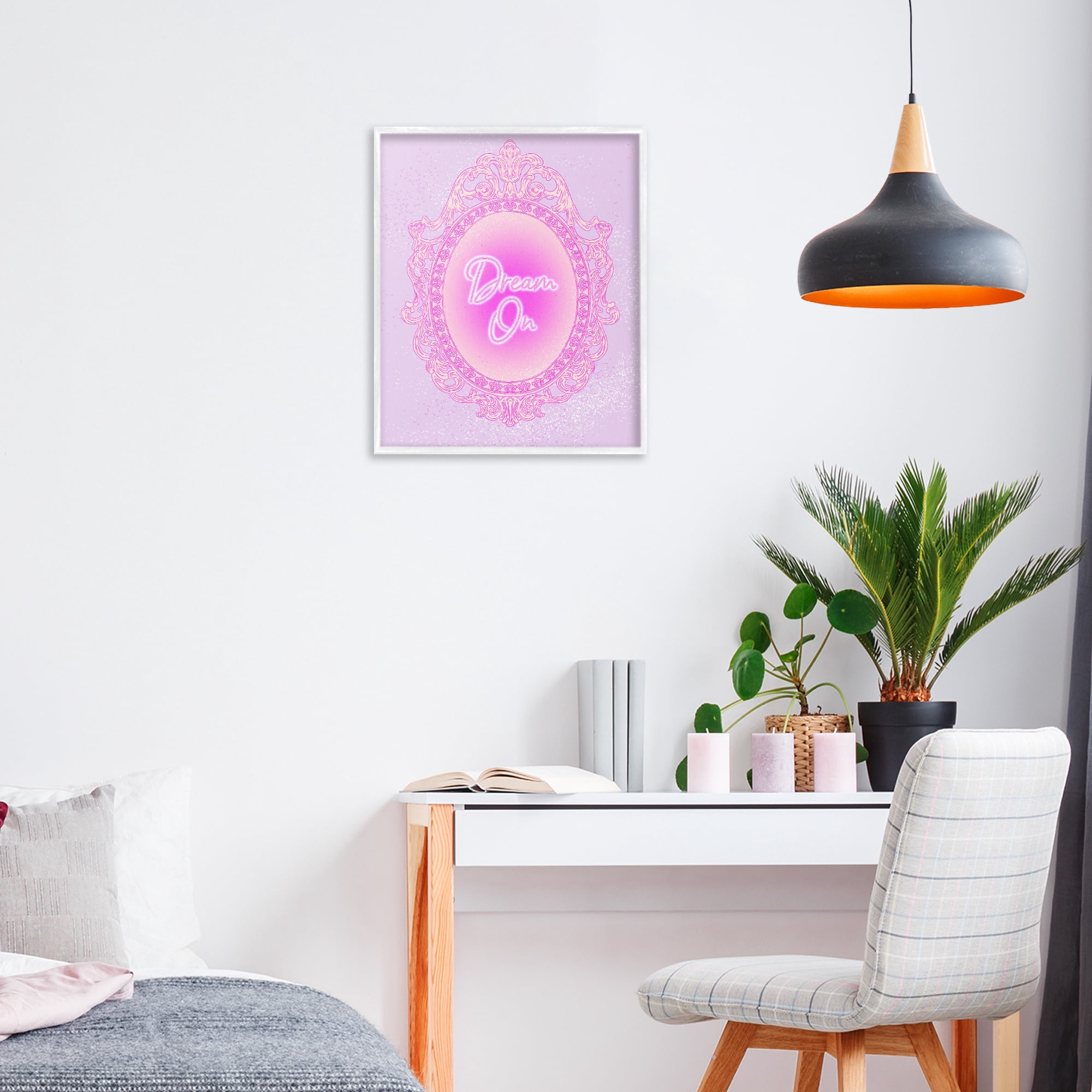 Stupell Industries Dream On Ornate Mirror White Framed Giclee Art, design by Ziwei Li
