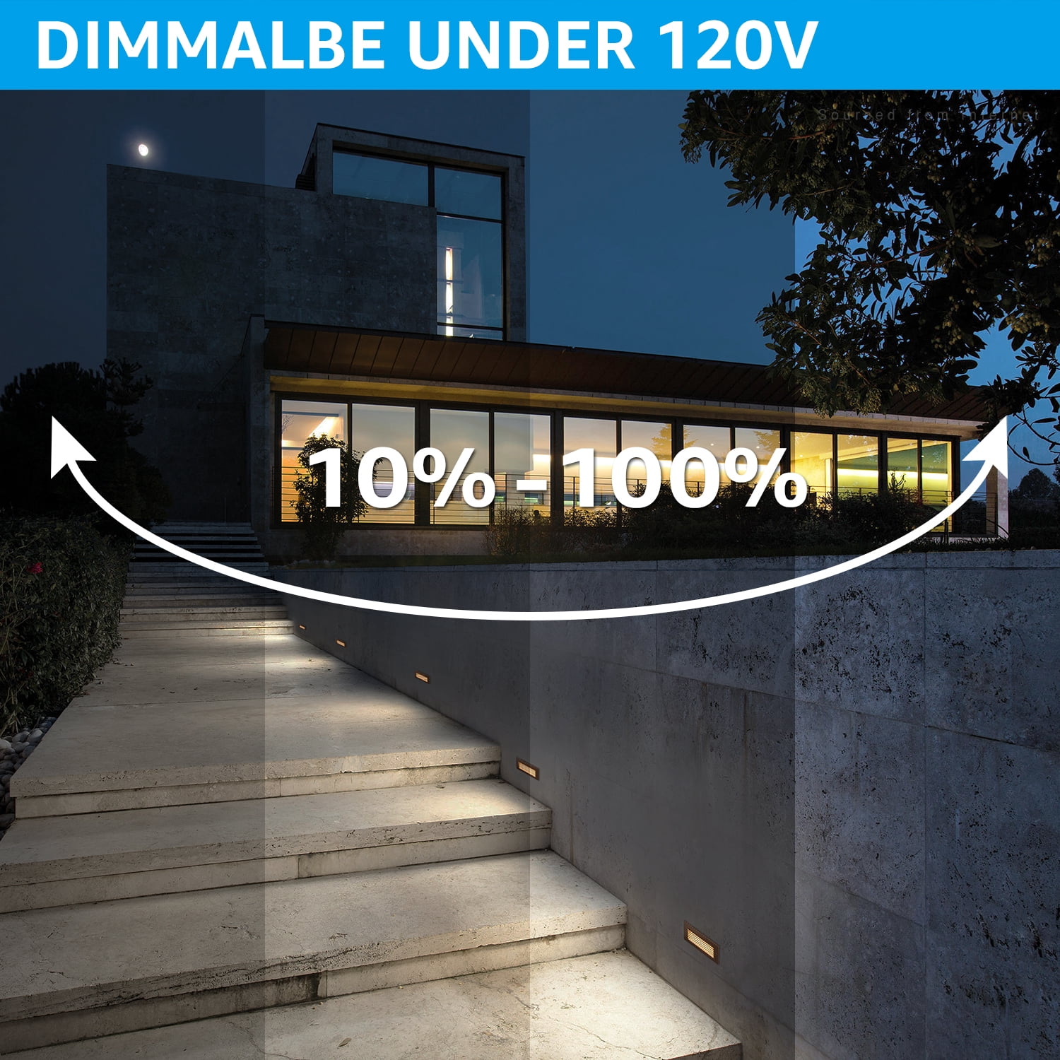 LEONLITE 12 Pack Dimmable LED Deck Lights, 120V-277V, 1800K/2700K/3000K/4000K/5000K Selectable, Aluminum Anti-Glare Step Stair Light