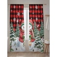 thumbnail image 5 of Christmas Snowman Sheer Curtains 84 Inch Long 2 Panels, Winter Xmas Trees Bird Snowflakes Red Plaid Light Filtering Rod Pocket Semi Sheer Curtains, Sheer Voile Drapes for Living Room Bedroom, 52"x84", 5 of 5