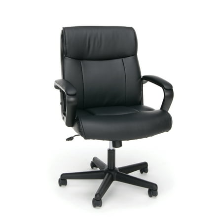 OFM Essentials Collection Bonded Leather Executive Office Chair with Arms, in Black (Best Backrest For Office Chair)