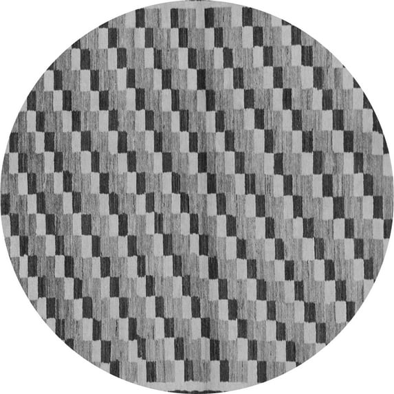 Ahgly Company Indoor Round Checkered Gray Modern Area Rugs, 8' Round