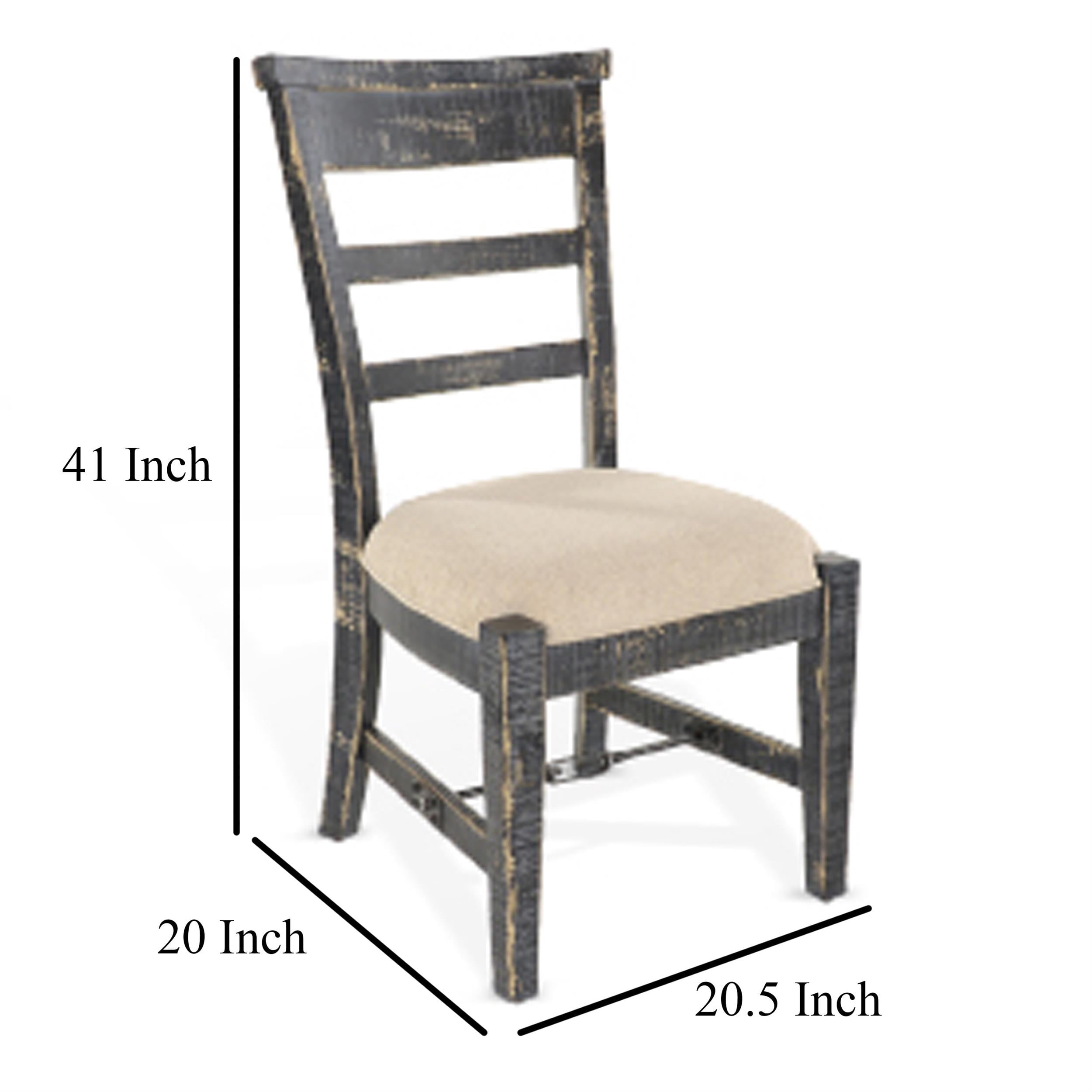 Rena Side Dining Chair Set of 2- Metal Turnbuckle- Black Mahogany Wood