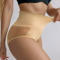 thumbnail image 4 of Women's 3-Pack Seamless High-Waisted Tummy Control Panties - Hollow Honeycomb Shaping Underwear, Summer Breathable Butt-Lifting Lace Layering Pants, Plus Size High Elastic Comfort Underwear, 4 of 9