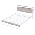 thumbnail image 3 of Zarler Queen Size Platform Bed Frame with Wooden Headboard and Footboard Heavy Duty Metal Platform Mattress Foundation White Frame, 3 of 10