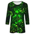 thumbnail image 5 of Levmjia Womens Tops Casual 3/4 Sleeve Round Neck St. Patrick's Day T Shirt Pullover Casual Loose Fit Soft Basic Tee Everyday Comfortable Vacation, 5 of 5