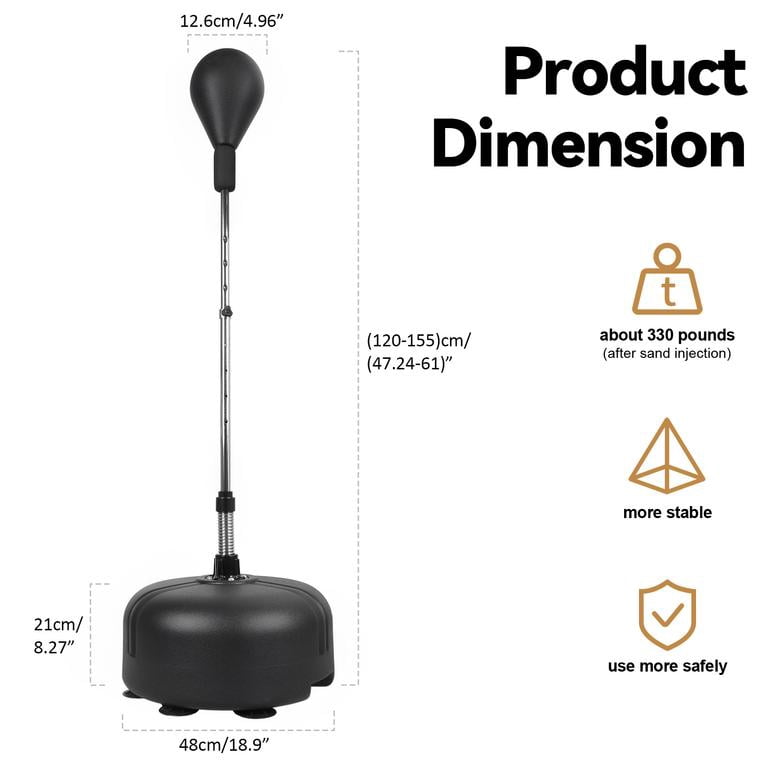 Speed Punching Bag with Stand for Adults with Gloves, Fast Rebound Spring, Stable Suction Base Fillable, Thickened Steel ABS Plastic, Durable EVA Foam Ball, Training Stress Relief Fitness