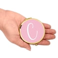 thumbnail image 3 of Koyal Wholesale Gold Compact Mirror Bridesmaid's Wedding Gift, Blush Pink, Monogram Letter C, 1-Pack, 3 of 5