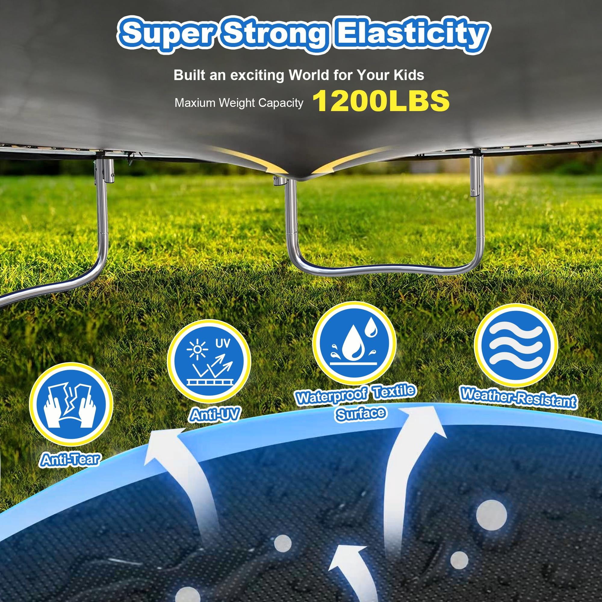 16ft Trampoline for Kids with Basketball Hoop and LED Lights, SEGMART Upgraded Kids Outdoor Trampoline with Enclosure Net and Ladder, Heavy Duty Recreational Trampoline for Indoor Outdoor Backyard