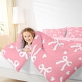 thumbnail image 3 of Erosebridal Princess Bow Ribbon Full Size Comforter Sets for Girls, Cute Love Heart Bedding Sets, Pink Reversible, 3-Piece, 3 of 6