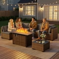 thumbnail image 3 of Noelse 8-Piece Patio Furniture Set with 50,000 BTU Propane Fire Pit Table, PE Rattan Outdoor Conversation Sectional Sofa Set, Grey, 3 of 9
