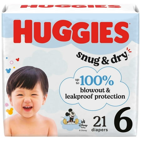 Huggies Snug & Dry Baby Diapers, Size 6 (35+ lbs), 21 Count (Select for More)