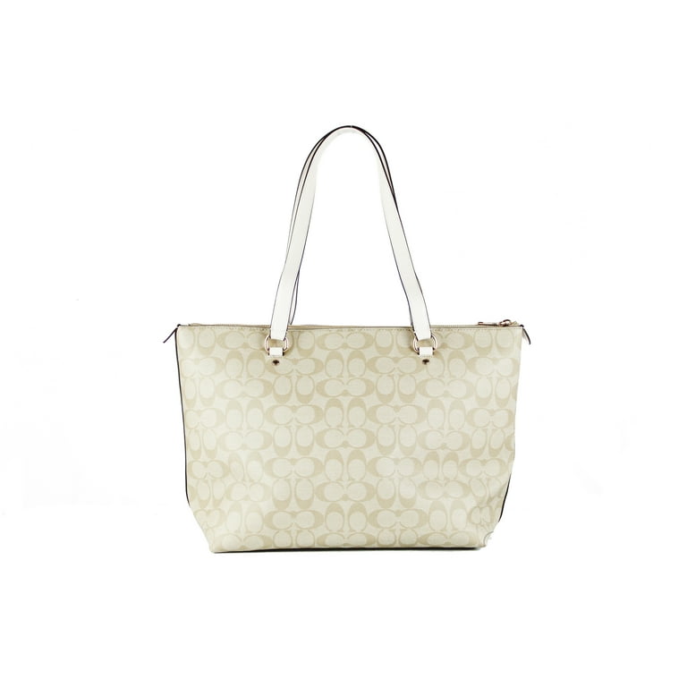 Coach F79609 Signature Coated Canvas and Leather Gallery Tote Handbag Khaki Chalk Walmart