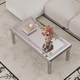 thumbnail image 3 of Wisfor Crush Diamond Rectangle Coffee Table – 120cm Long Modern Glass Top with Mirror Finish, Diamond Cut Inlaid Reflective Design, Glam Decor, Sparkling HD Silver Luxury Center Table for Living Room, 3 of 14