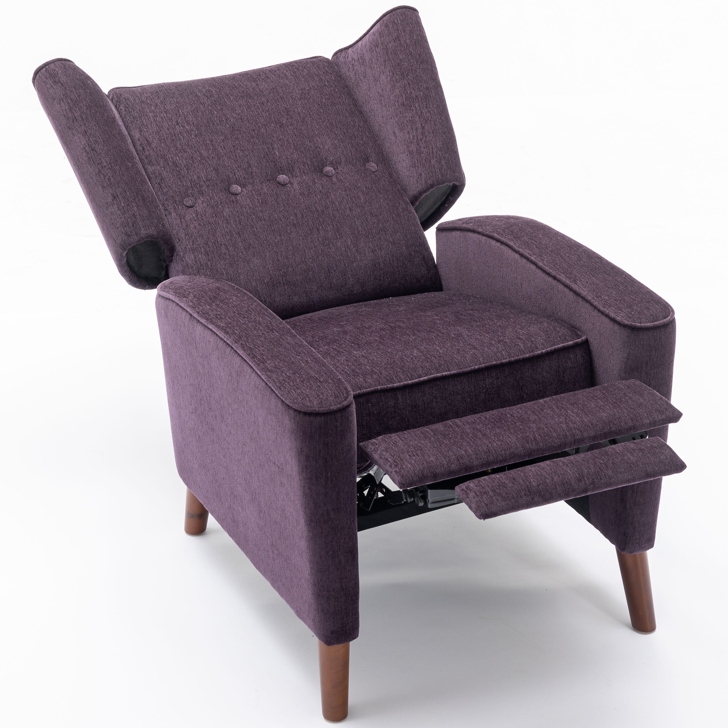 EUROCO 34.25"W Chenille Wingback Chair for Adults, Modern Button Tufted Recliner Chair with Armrest ,Footrest and Solid Wood Legs, Manual Recliner Chairs for Living Room, Nursery