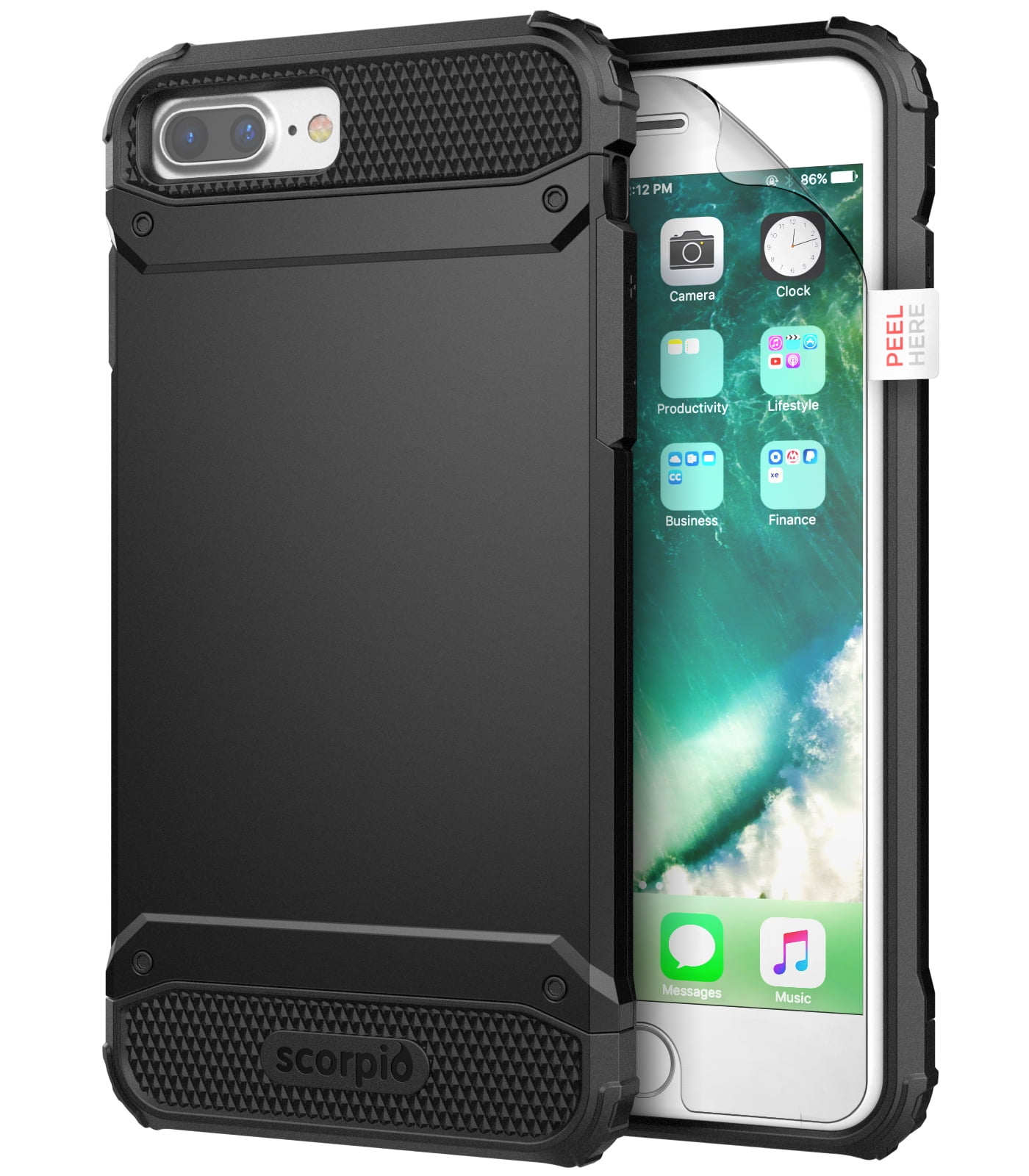 Apple iPhone 8 Plus Tough Protective Case R7(Black)